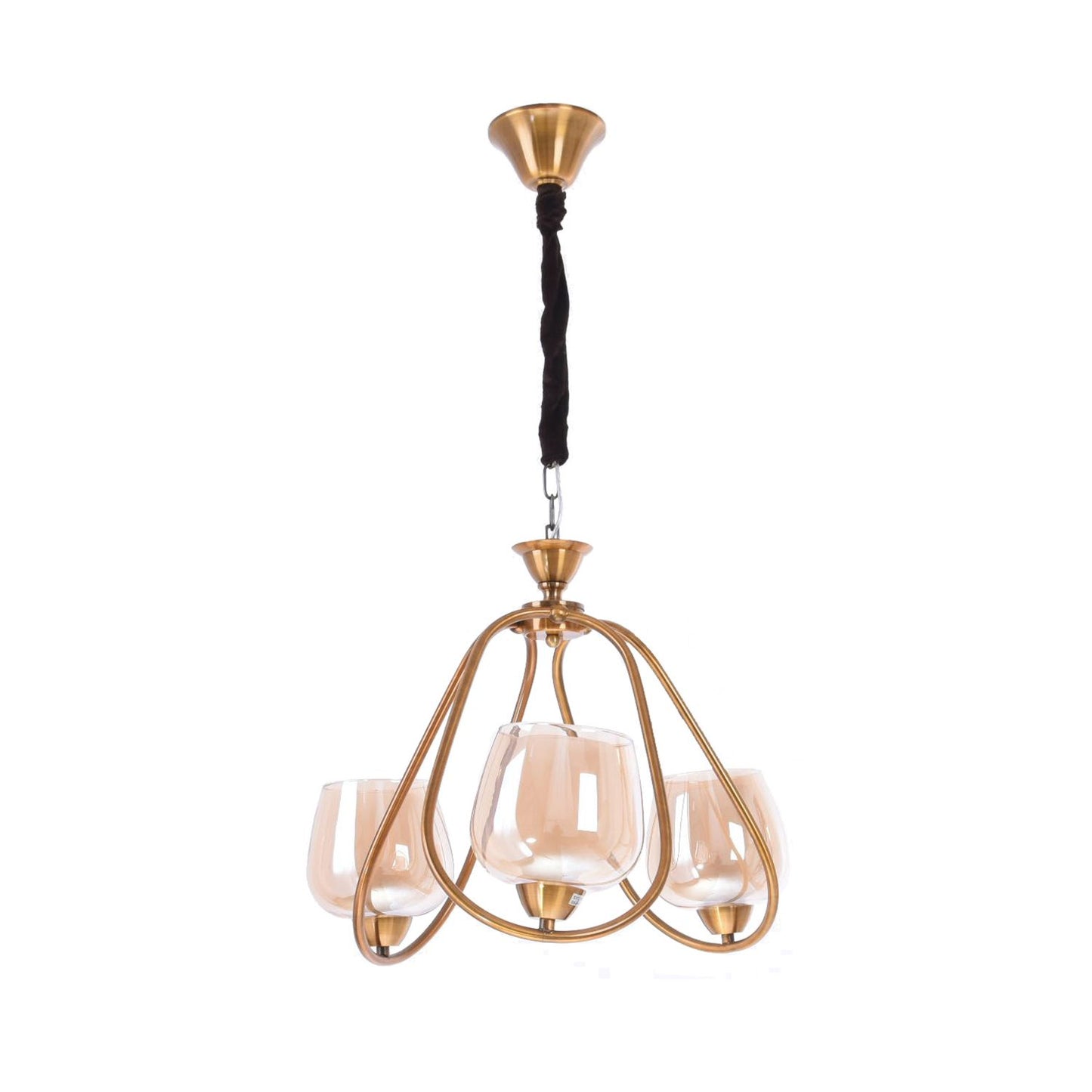 نجفة كورلا، 3 لمبة، ستانلس ستيل، 35×65 سم ذهبي من قنديل مصر - Curla Chandelier, 3 Lights, Stainless Steel, 35×65cm, Gold|Kandil Egypt