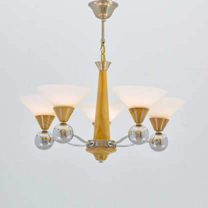 Callista 5 Lights Wood Brown Chandelier