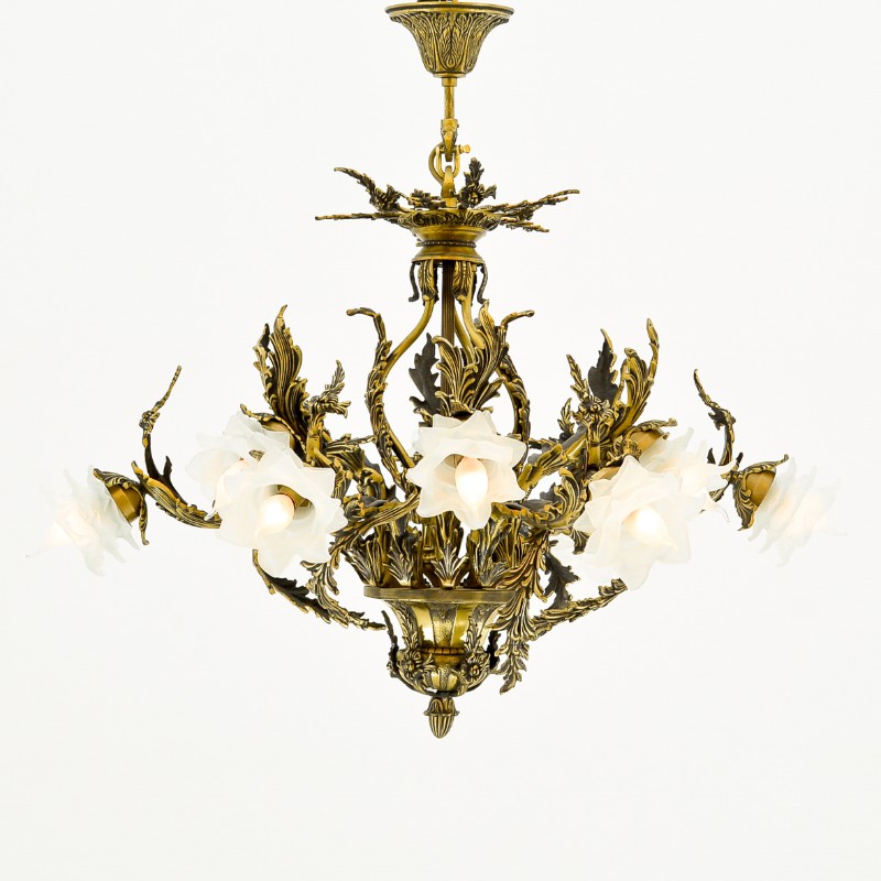 نجفة كالا، 12 مصباحًا، نحاس، 95×95 سم - برونز إيطالي