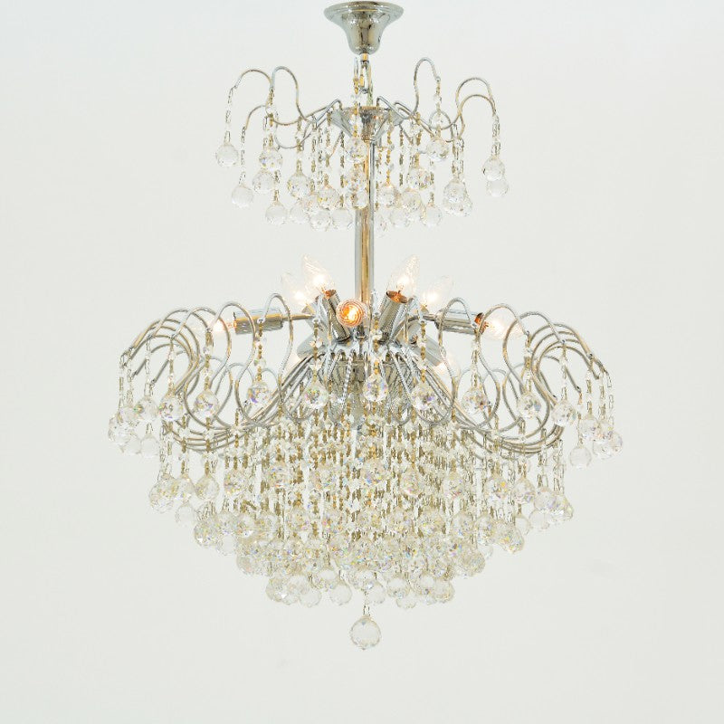 نجفة كاترينا، 10 مصابيح، معدن، 65×83 سم - فضي