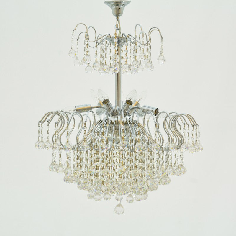 نجفة كاترينا، 10 مصابيح، معدن، 65×83 سم - فضي