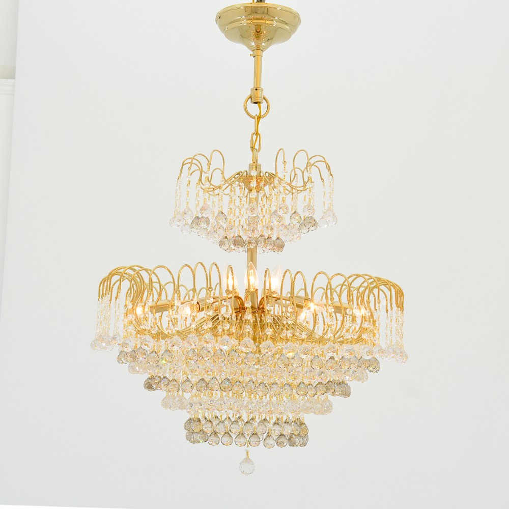 نجفة كاترينا، 10 مصابيح، معدن، 77×120 سم - سوليتير ذهبي