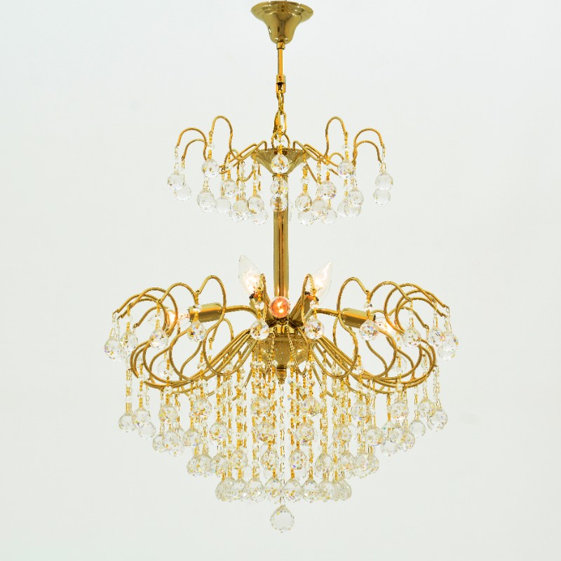 نجفة كاترينا، 8 مصابيح، معدن، 60×80 سم - سوليتير ذهبي