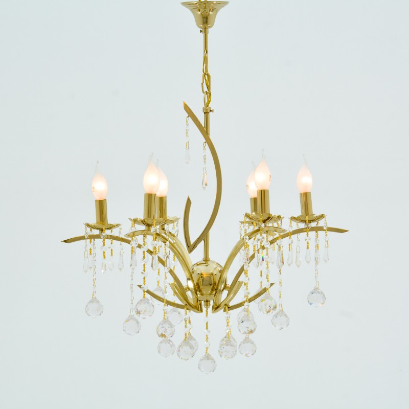 Fillet Chandelier, 6 Lights, Metal, 64×80cm - Solitaire Gold