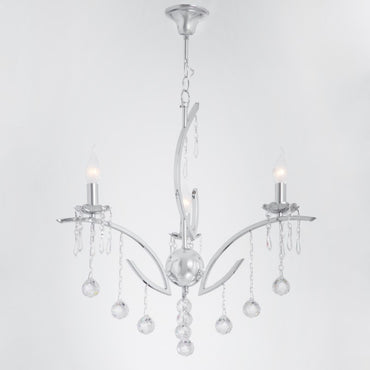 Violet Chandelier, 3 Lights, Metal, 60×80cm - Chrome