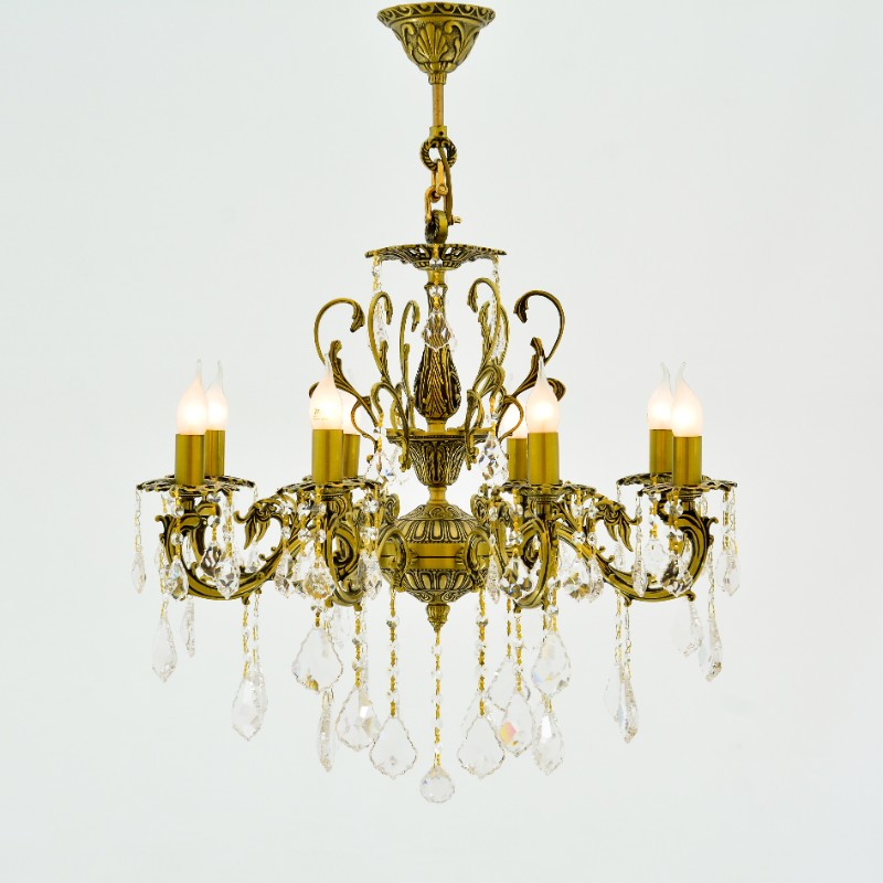 نجفة فيكتوريا، 8 مصابيح، نحاس، 70×88 سم - برونز إيطالي