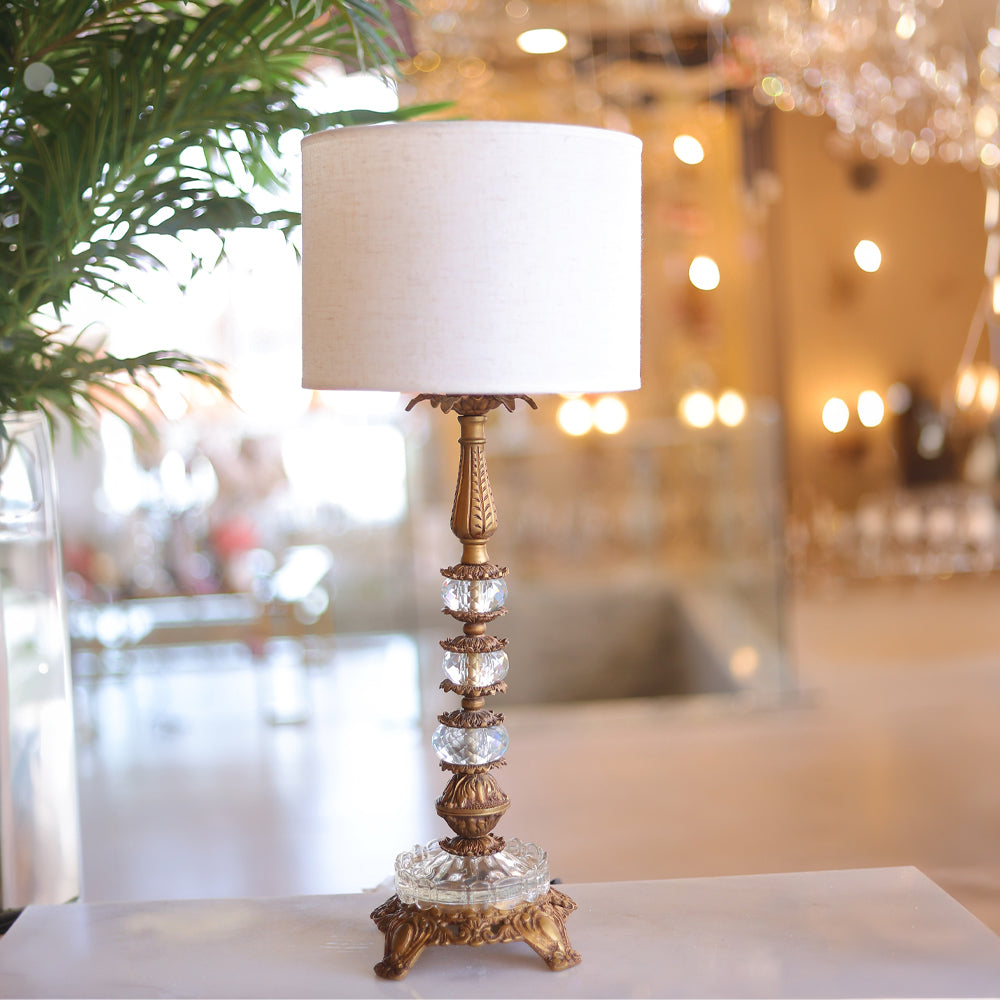 Table Lamp, 1 Lights, Crystal Metal Antique - أباجورة، 1 لمبة، معدن كريستال أنتيك