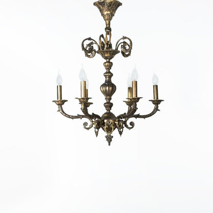 نجفة تركية، 6 مصابيح، نحاس، 65×70 سم - عتيقة