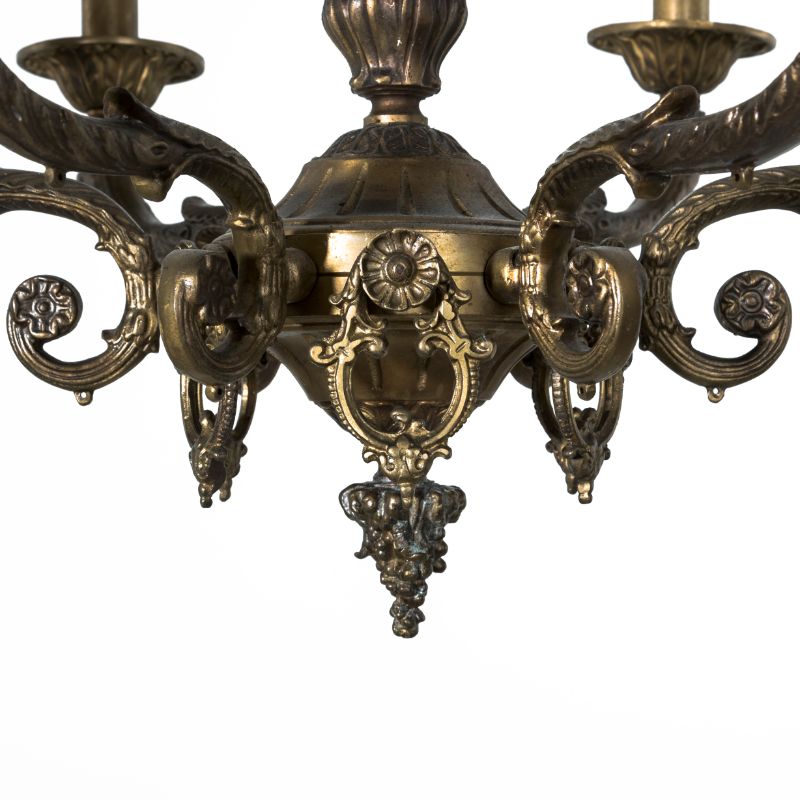 نجفة تركية، 6 مصابيح، نحاس، 65×70 سم - عتيقة