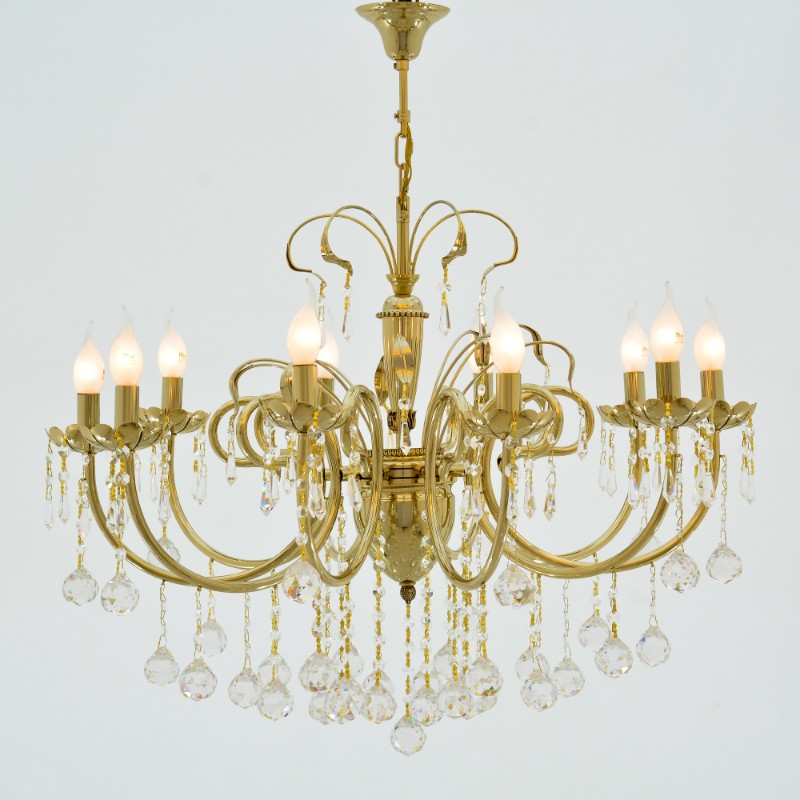 Chandelier 10 Lamps Sondos Solitaire Gold