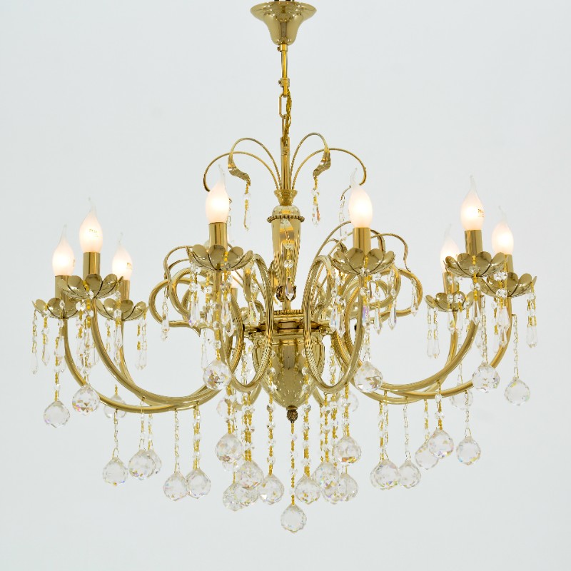 Chandelier 10 Lamps Sondos Solitaire Gold