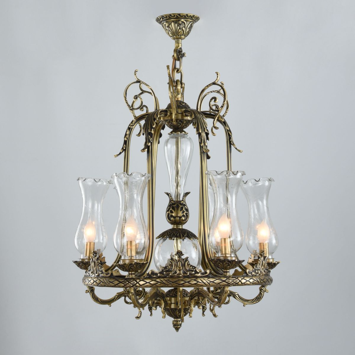 Xari Chandelier, 6 Lights, Copper, 65×90cm - Italian Bronze