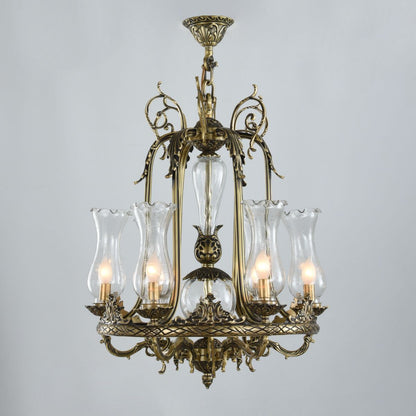 Xari Chandelier, 6 Lights, Copper, 65×90cm - Italian Bronze