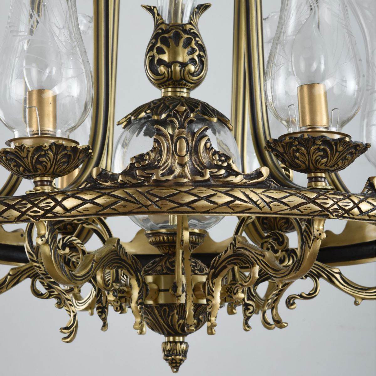 Xari Chandelier, 6 Lights, Copper, 65×90cm - Italian Bronze