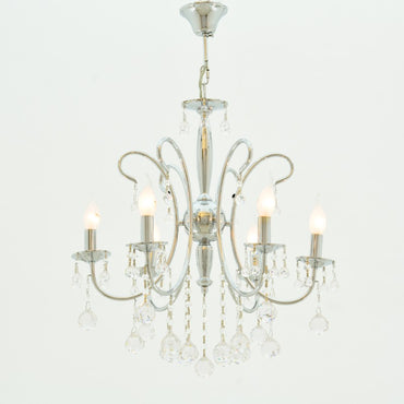 Rona Chandelier, 6 Lights, Metal, 55×57cm - Chrome