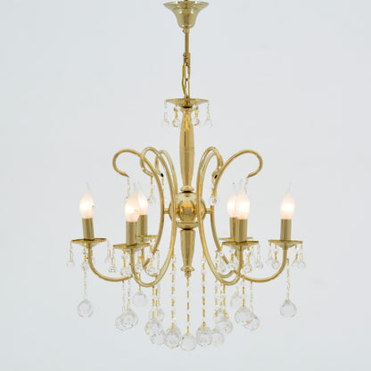 نجفة جربي، 6 مصابيح، معدنية، 55×81 سم - سوليتير ذهبي