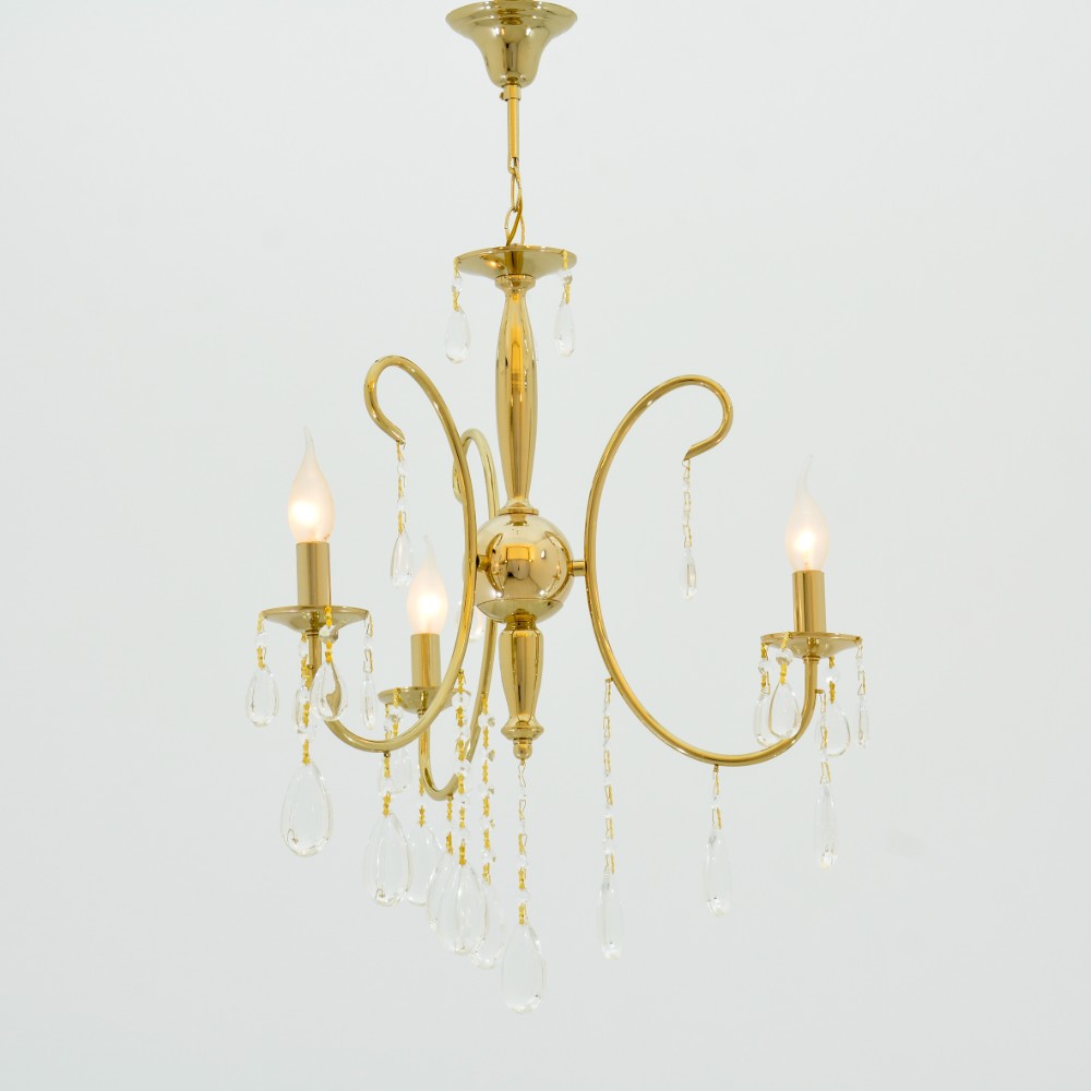 نجفة جربي، 3 مصابيح، معدنية، 50×80 سم - سوليتير جولد