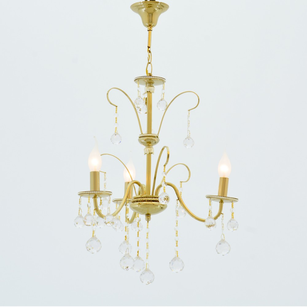 نجفة فيرا، 3 مصابيح، معدن، 44×77 سم - سوليتير ذهبي