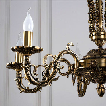 نجفة غراندا، 6 مصابيح، نحاس، 80×80 سم - برونز إيطالي