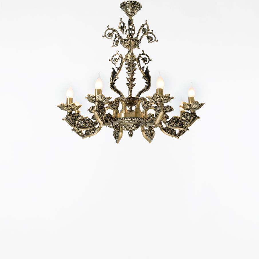 Jagor Chandelier, 8 Lights, Copper, 80×80cm - Italian Bronze