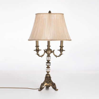 Candlestick 3 Lights Italian bronze triangular base crystal ball