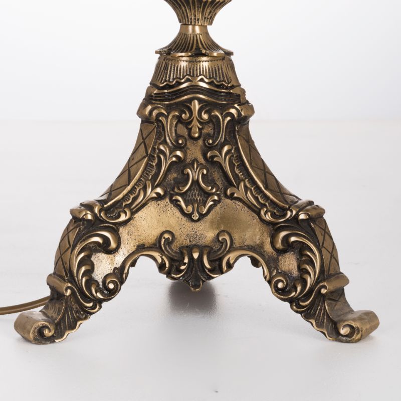 Candlestick 3 Lights Italian bronze triangular base crystal ball