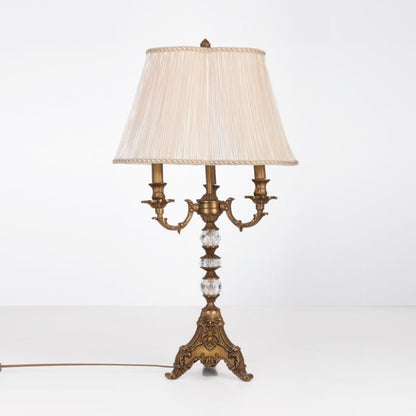 Candlestick 3 Lights Triangular Base Antique Crystal Ball