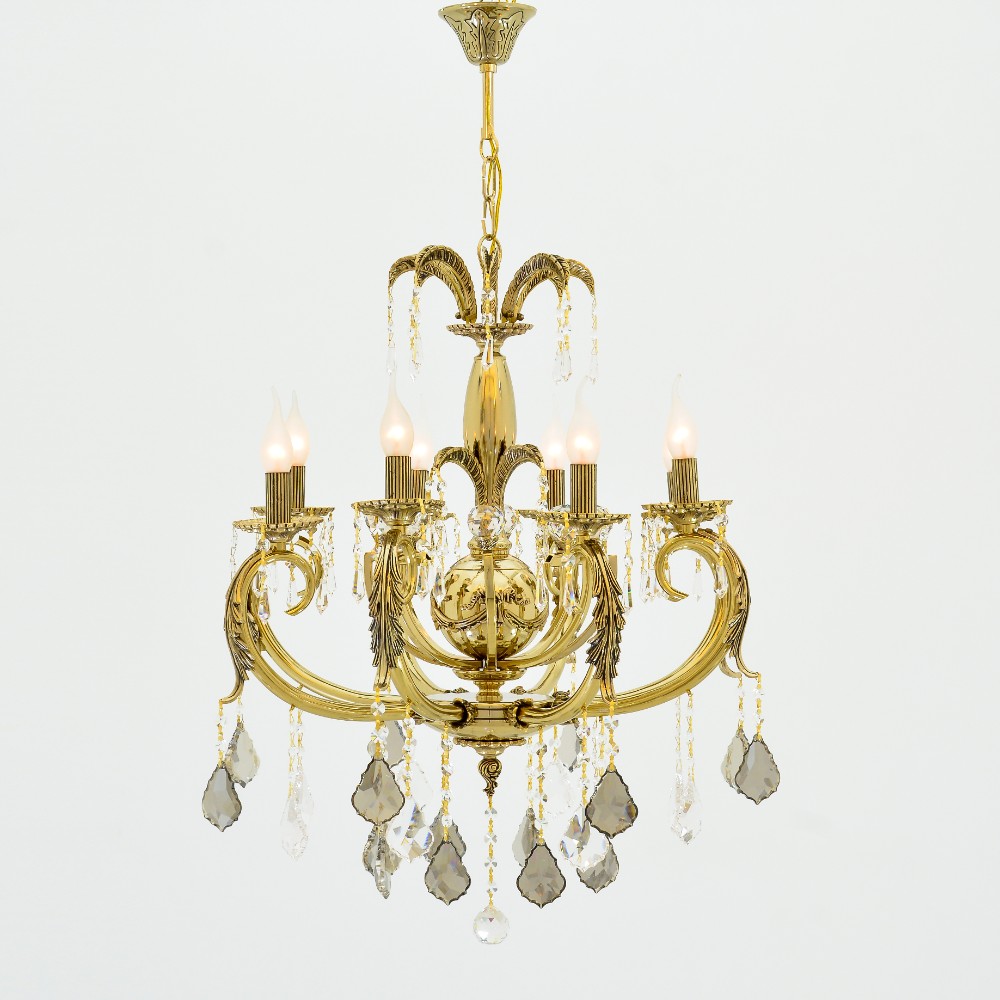 Brenda Chandelier, 8 Lights, Metal, 65×102cm - Solitaire Gold