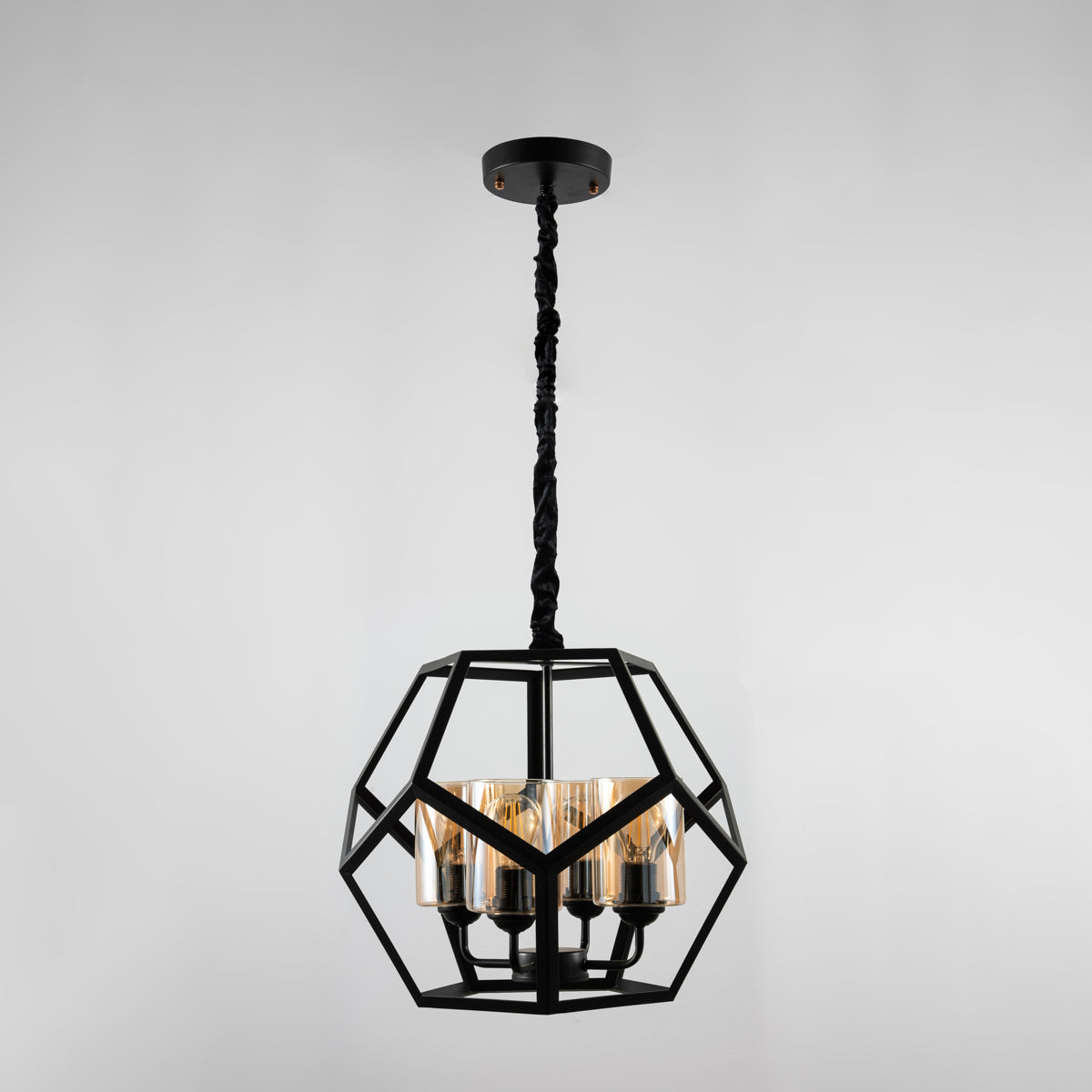 Parca 4 Lights Black Chandelier