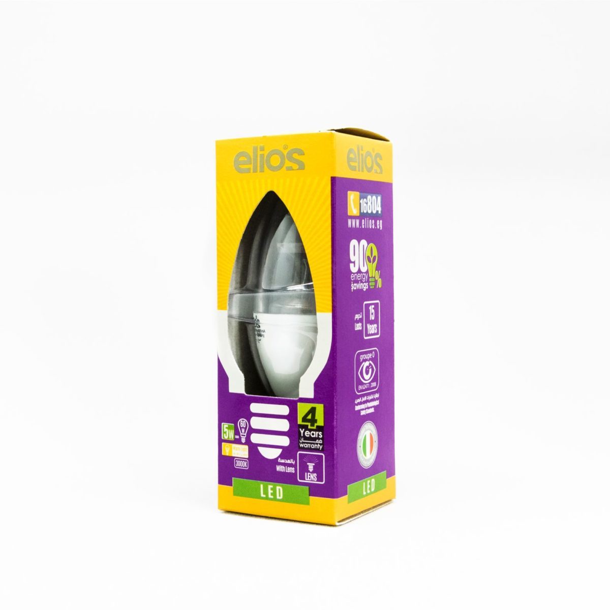 Elios LED With lens candle Bulb White base Warm light