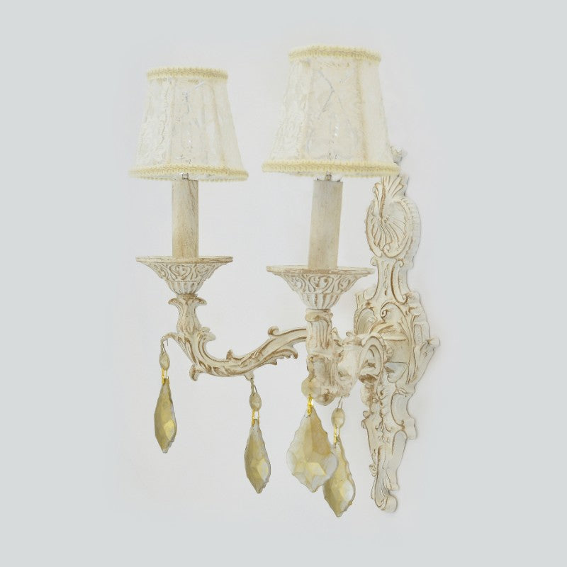 أبليك أبيض من طراز مارسيليا بإضاءة مزدوجة