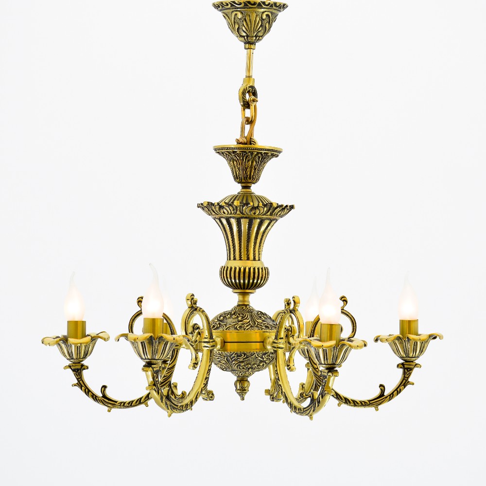 نجفة كلوي، 6 لمبة، نحاس، 65×80 سم انتيك من قنديل مصر - Chloe Chandelier, 6 Lights, Copper, 65×80cm, Antique|Kandil Egypt