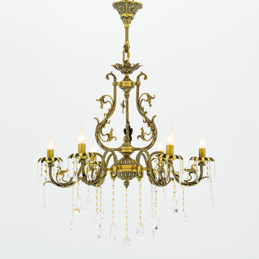Clasina Chandelier, 6 Lights, Copper, 65×80cm - Italian Bronze