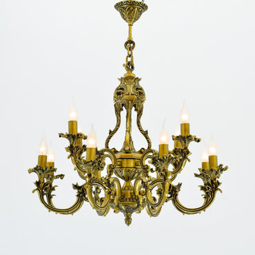 Sky Chandelier, 12 Lights, Copper, 65×90cm - Italian Bronze