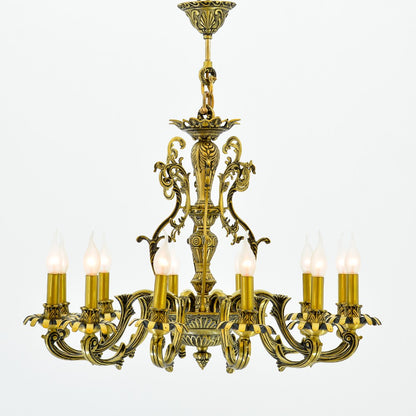Snake Back Antique 12 Light Chandelier