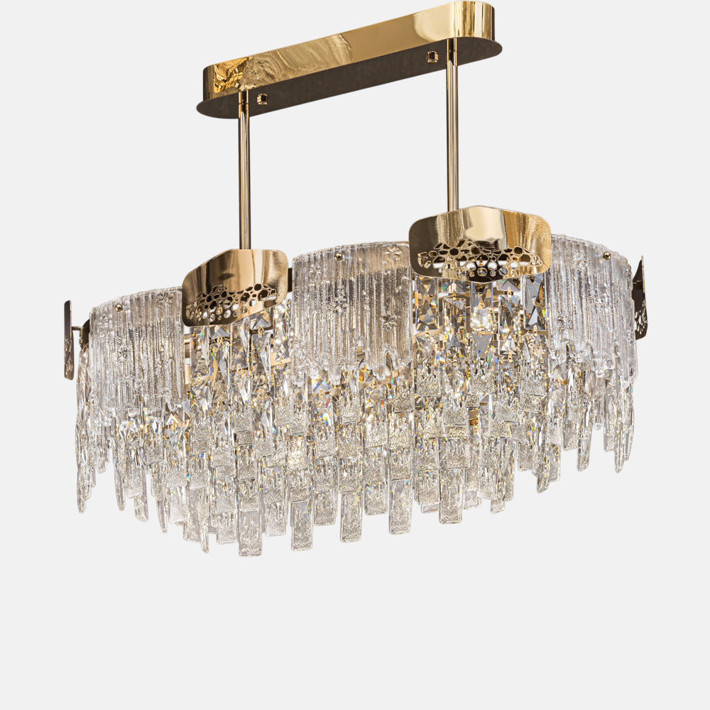 Beehive Chandelier, 10 Lights, Metal/Stainless Steel, 80×45cm - Solitaire Gold