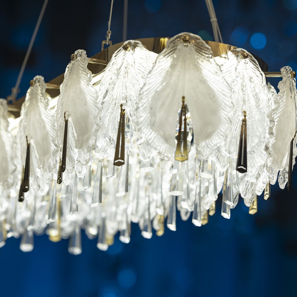 Porcelain Leafs led 80*30 cm solitaire gold chandelier