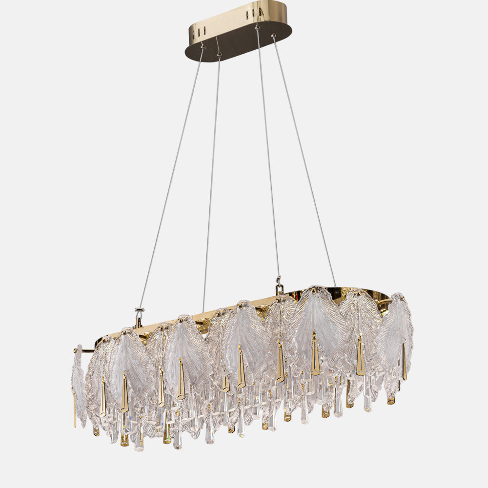 Porcelain Leafs led 80*30 cm solitaire gold chandelier