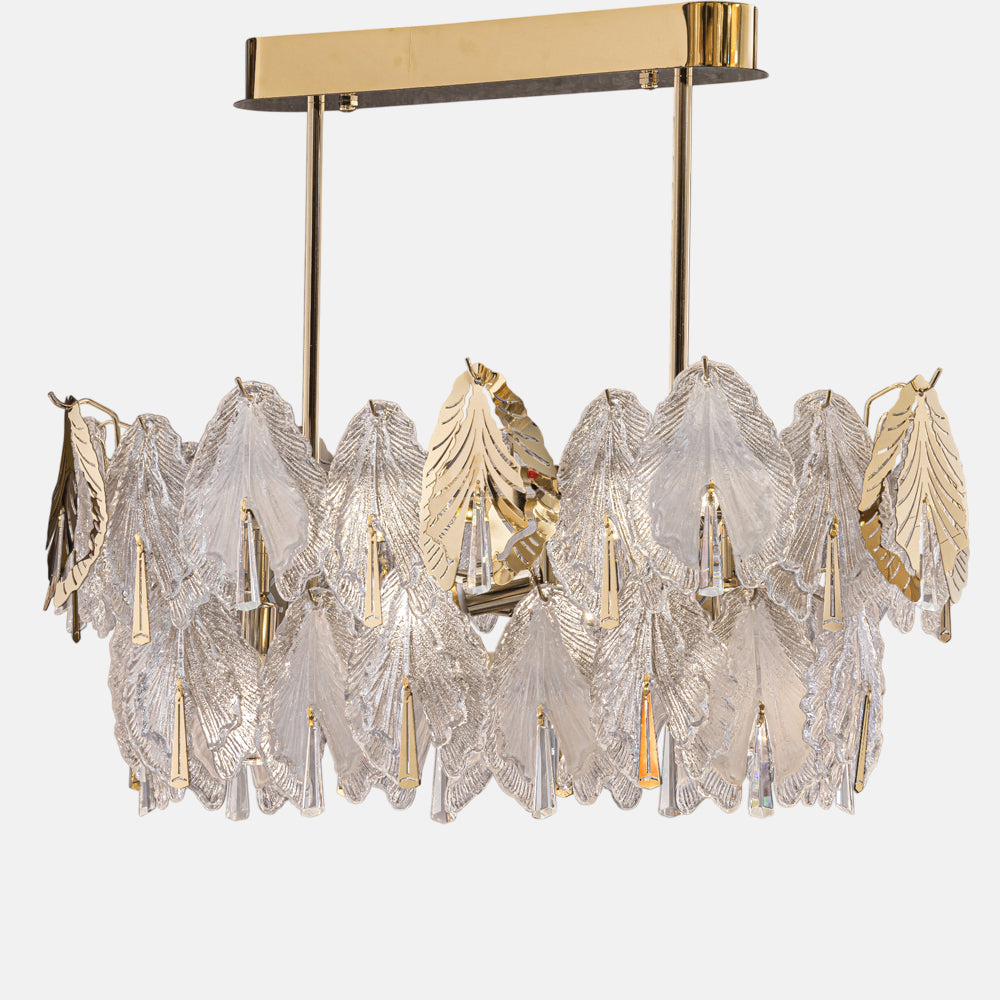 نجفة سوليتير ذهبية من البورسلين بإضاءة LED، مقاس 80 × 40 سم