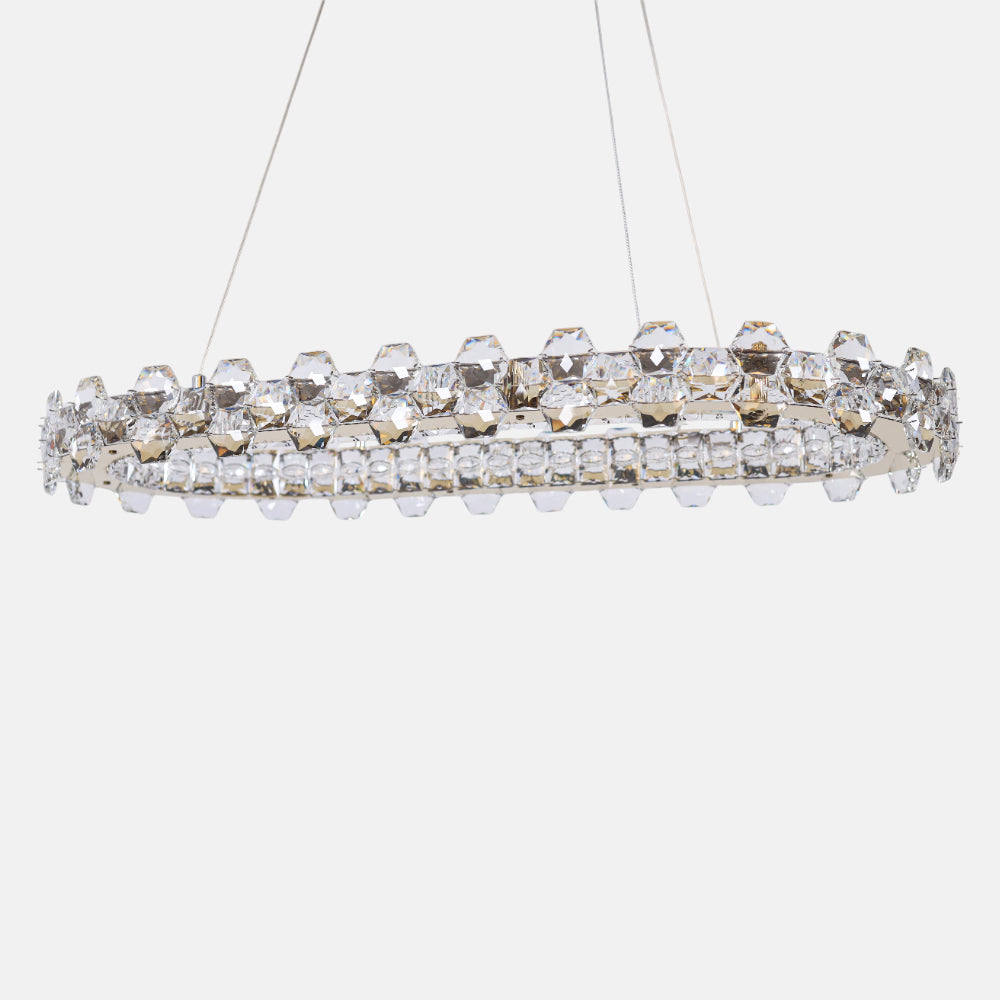 نجفة نيفلي بيضاوية، من الفولاذ المقاوم للصدأ، 40×65 سم - لون ذهبي سوليتير 