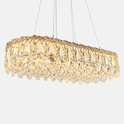Coralia Oval Chandelier, Stainless Steel, 30×70cm - Solitaire Gold