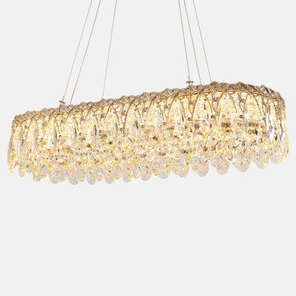 Coralia Oval Chandelier, Stainless Steel, 30×70cm - Solitaire Gold