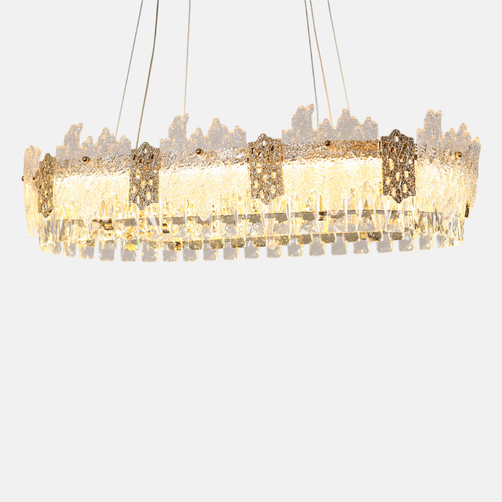 Electra Oval Chandelier, Metal/Stainless Steel, 35×65cm - Solitaire Gold