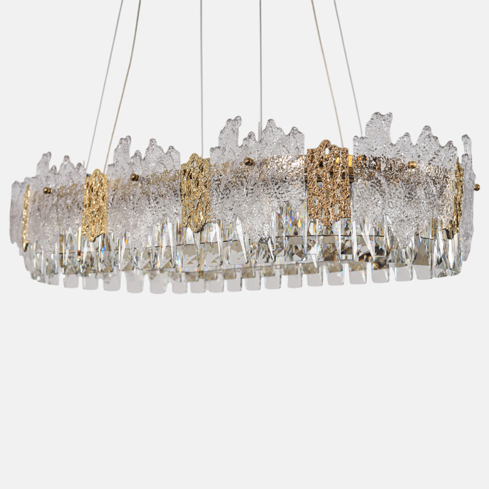Electra Oval Chandelier, Metal/Stainless Steel, 35×65cm - Solitaire Gold