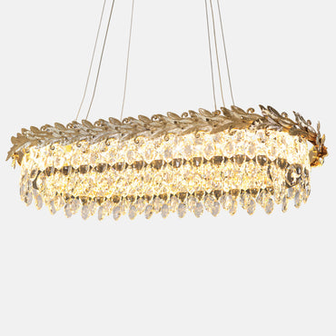 Cleopatra Oval Chandelier, Metal/Stainless Steel, 35×65cm - Solitaire Gold