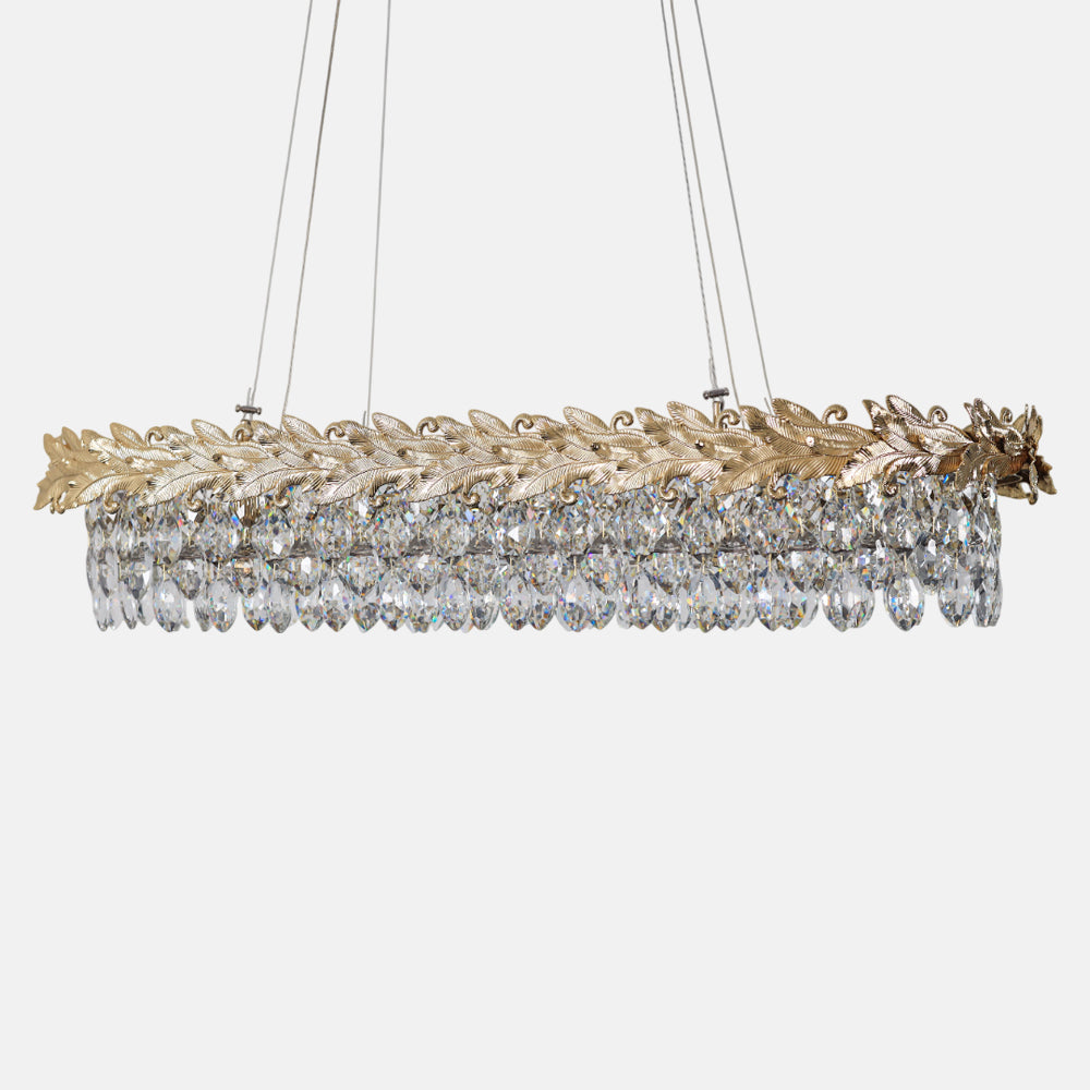 Cleopatra Oval Chandelier, Metal/Stainless Steel, 35×65cm - Solitaire Gold