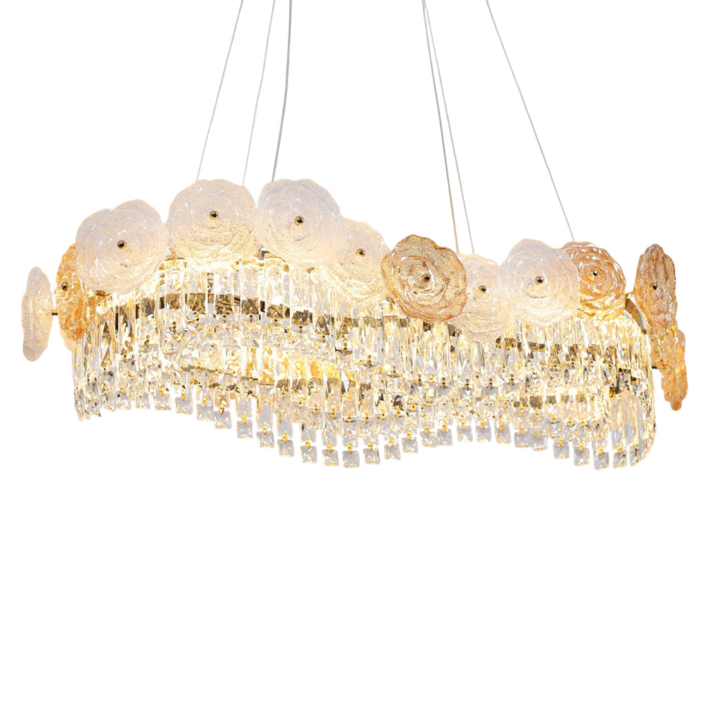 Elvina LED Chandelier, Stainless Steel, 80×40×80cm - Solitaire Gold-نجفة ليد إلفينا، استانلس ستيل، 80×40×80 سم - سوليتير ذهبي