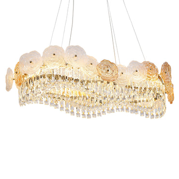 Elvina LED Chandelier, Stainless Steel, 80×40×80cm - Solitaire Gold-نجفة ليد إلفينا، استانلس ستيل، 80×40×80 سم - سوليتير ذهبي
