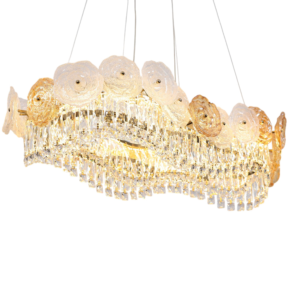 Elvina LED Chandelier, Stainless Steel, 80×40×80cm - Solitaire Gold-نجفة ليد إلفينا، استانلس ستيل، 80×40×80 سم - سوليتير ذهبي