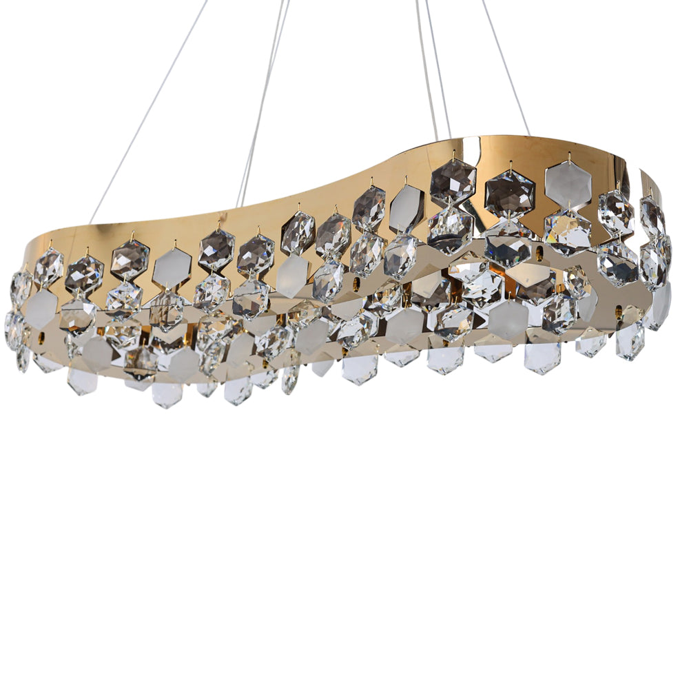 Cressida LED Chandelier, Stainless Steel, 80×3×80cm - Solitaire Gold-نجفة ليد كريسيدا، استانلس ستيل، 80×3×80 سم - سوليتير ذهبي